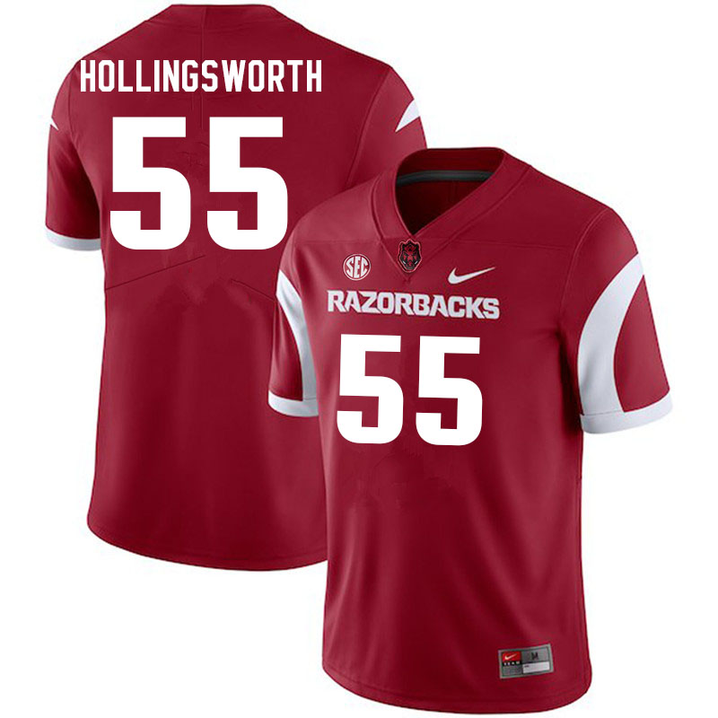 Men #55 JJ Hollingsworth Arkansas Razorbacks College Football Jerseys Sale-Cardinal